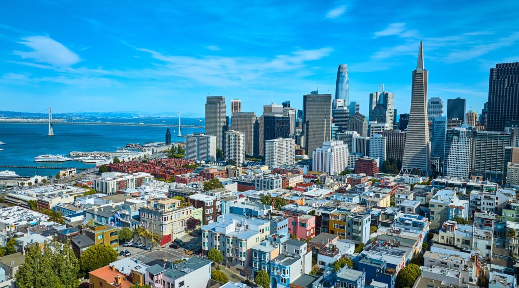 The Transamerica Pyramid dominates the San Francisco City Skyline