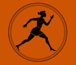 Greek art, a silhouette of a running woman